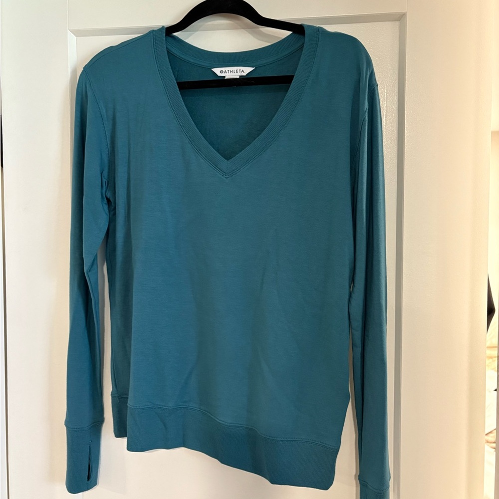 Athleta Teal V-Neck Top/Sweater